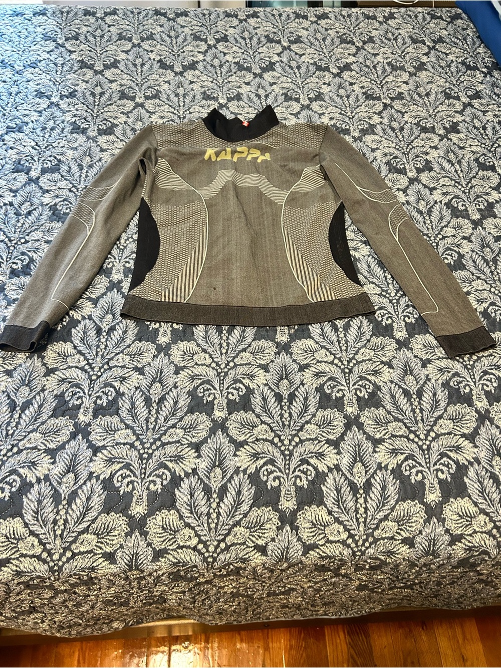 Kappa Gray Long Sleeve Sport Top with Yellow Logo